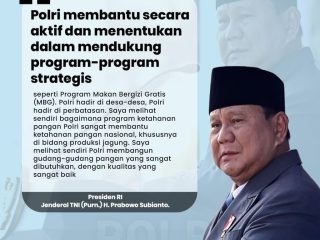 Presiden Prabowo: Polri Jadi Pilar Strategis Penggerak Program Makan Bergizi Gratis dan Pembangunan Nasional