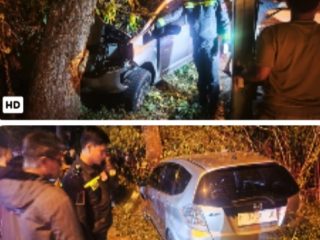 Dua Kecelakaan Tunggal di Salatiga, Honda Jazz Tabrak Pohon dan Agya Terguling